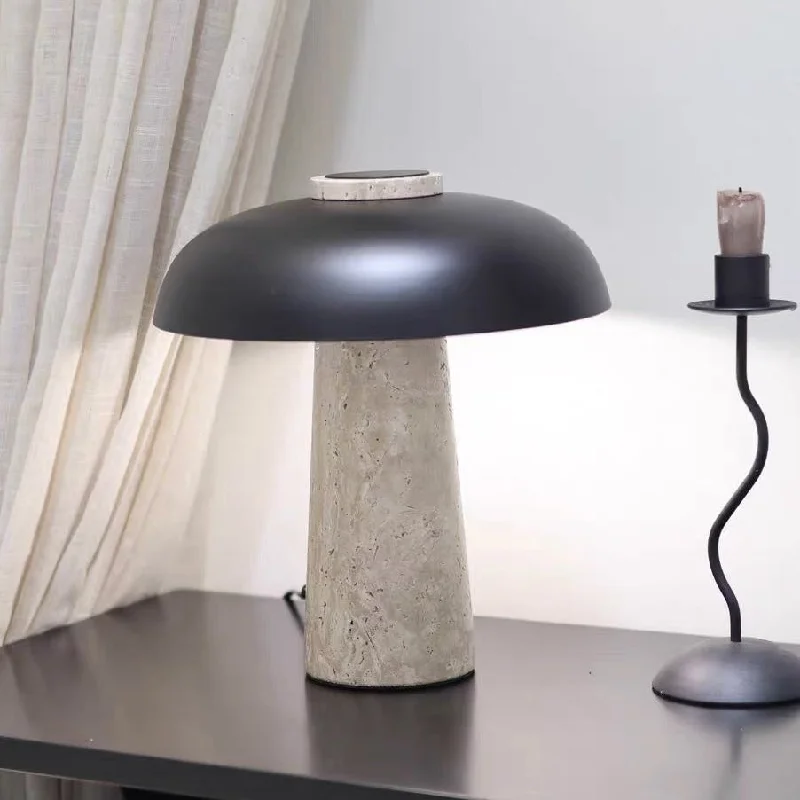 glass table lamps with a frosted surface for soft light diffusionMushroom Stone Base Table Lamp