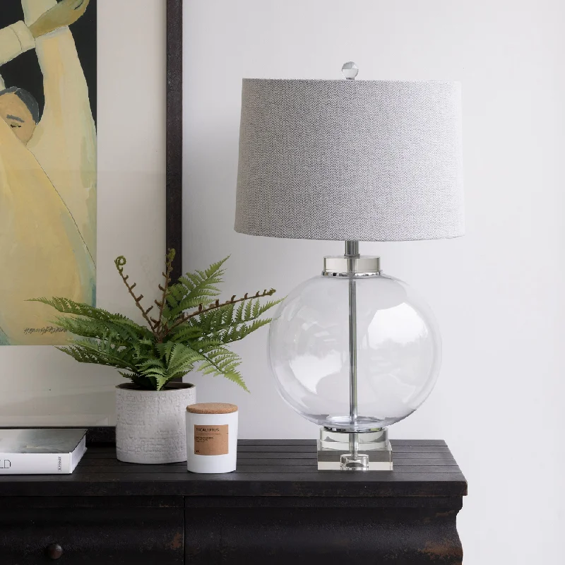 asian inspired table lamps with bamboo accents for a zen atmosphereRound Glass and Solid Crystal Lamp with Shade