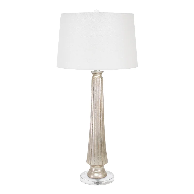 mid century modern table lamps with iconic designs for a stylish studySilver Squire Table Lamp- with Casual Linen Shade