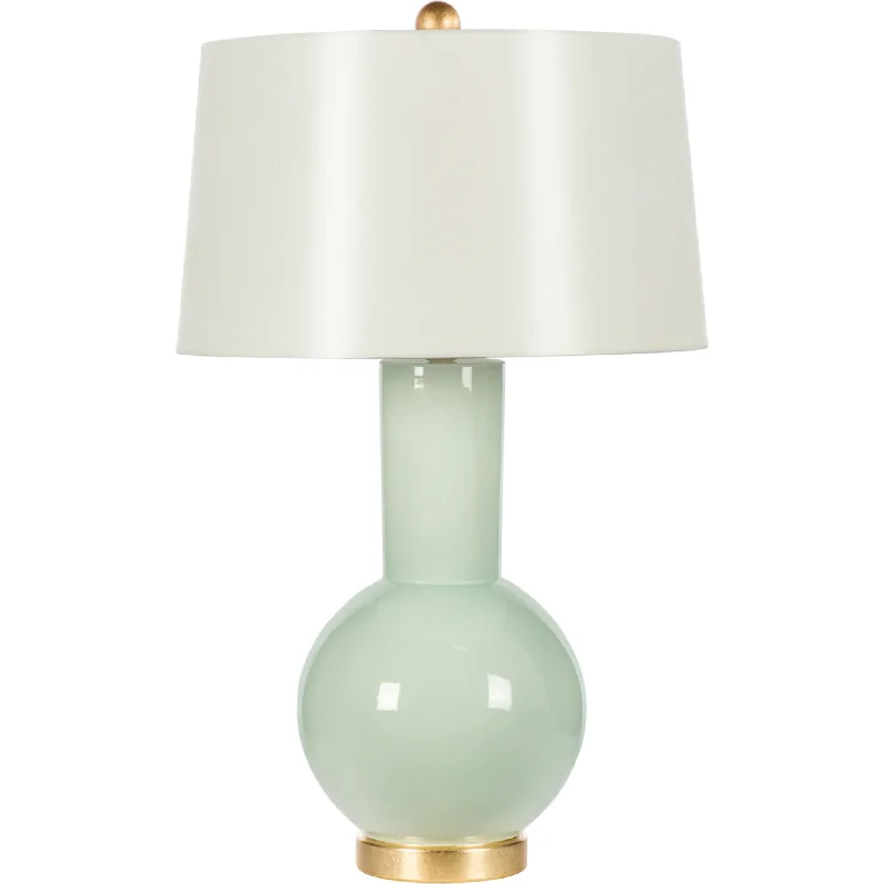 wooden table lamps with natural grain for a warm and organic feelSpring Coventry Light Green Ceramic Table Lamp with Shade