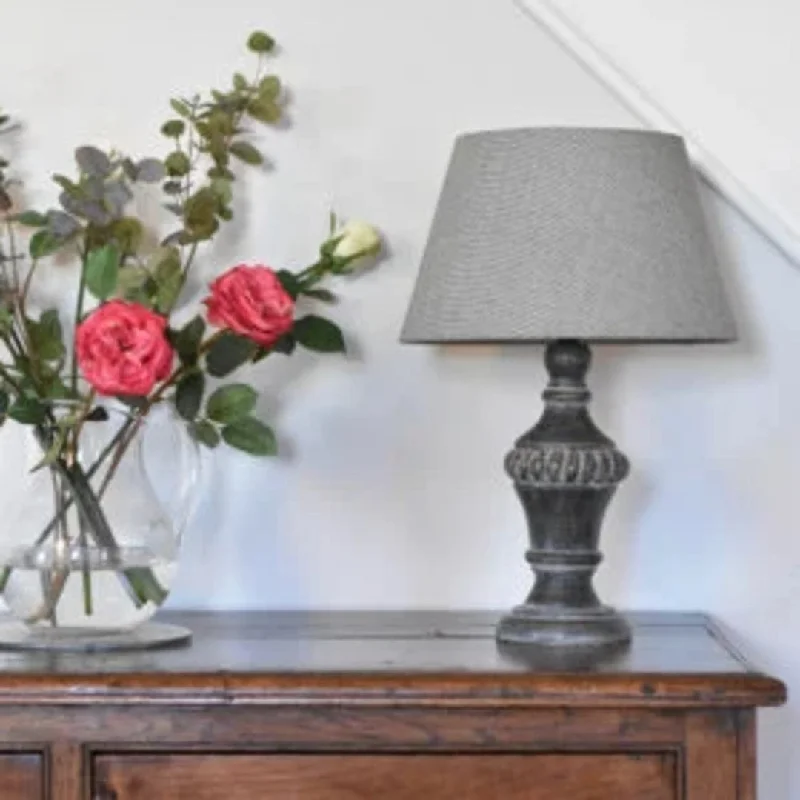 victorian style table lamps with ornate details for traditional homesStonewash Grey Table Lamp 32cm