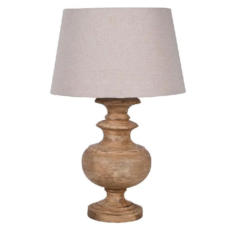 gothic style table lamps with dark finishes for a mysterious lookStunning Turned Wooden Table Lamp with Linen Shade 75cm