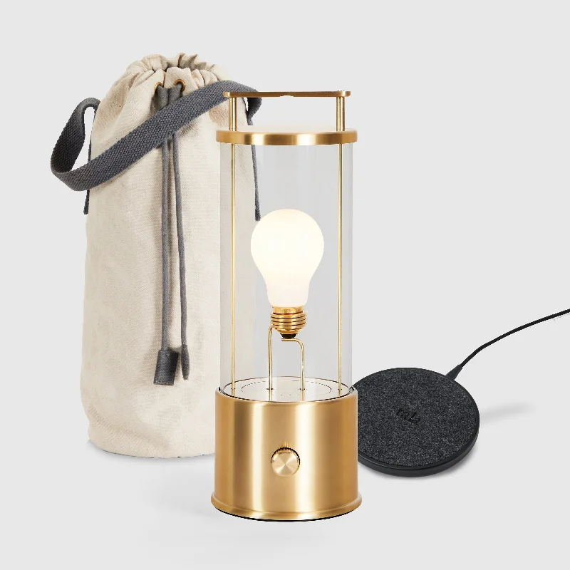 art deco table lamps with geometric shapes for a retro touchThe Muse Portable Lamp in Solid Brass Bundle