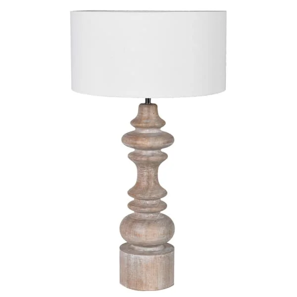 fabric table lamps with a linen shade for a relaxed and breathable lookWhite Wash Wood Lamp with Shade 73cm