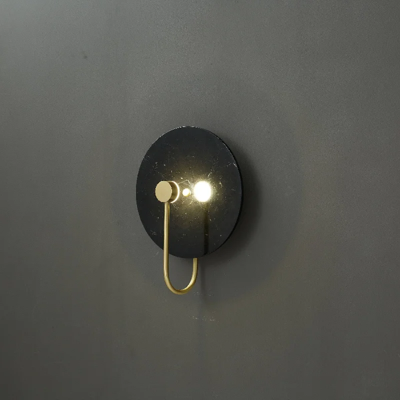 metal wall lamps with a matte black finish for a sleek and modern lookBlack Marble Wall Lamp 6615-Bk