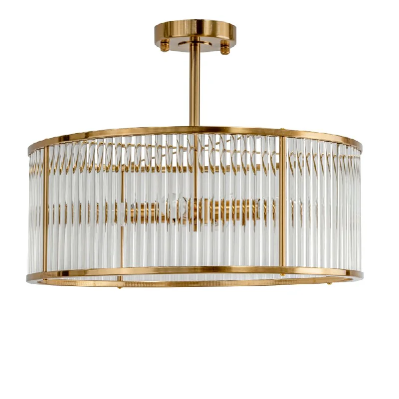 glass wall lamps with frosted glass for soft, diffused lightFarrah Flush Mount - Brass