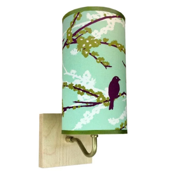 wood wall lamps with natural grain for a warm and organic feelJD Birds Turquoise