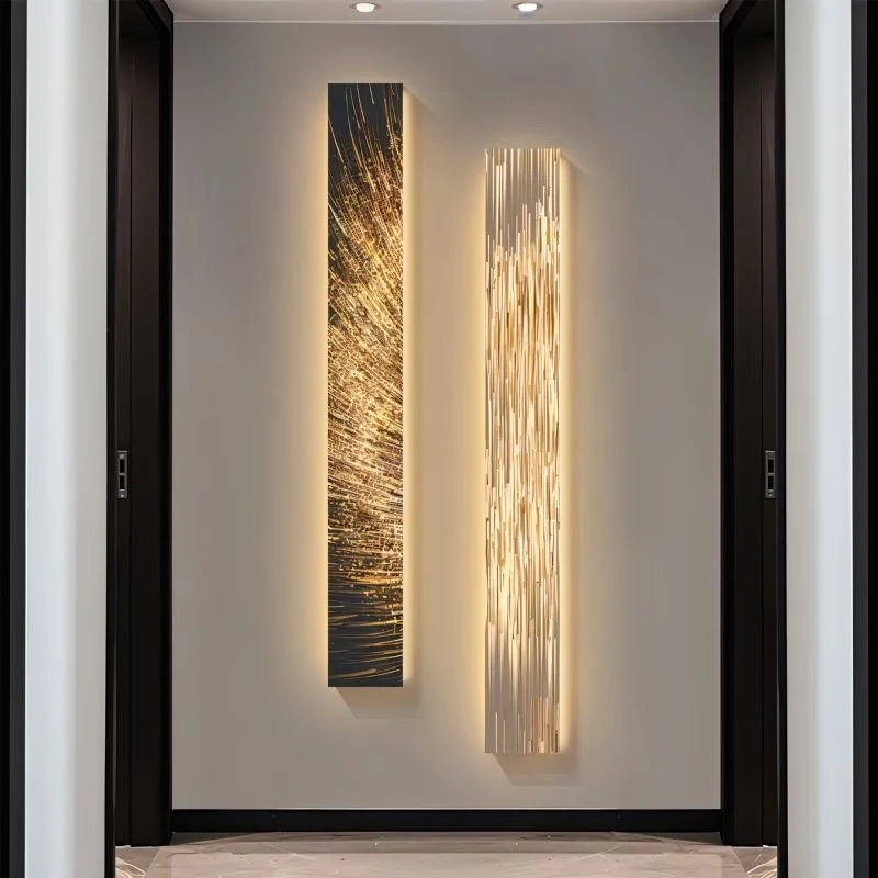 fabric wall lamps with a linen shade for a relaxed and breathable atmosphereEtched Steel Illuminated Art