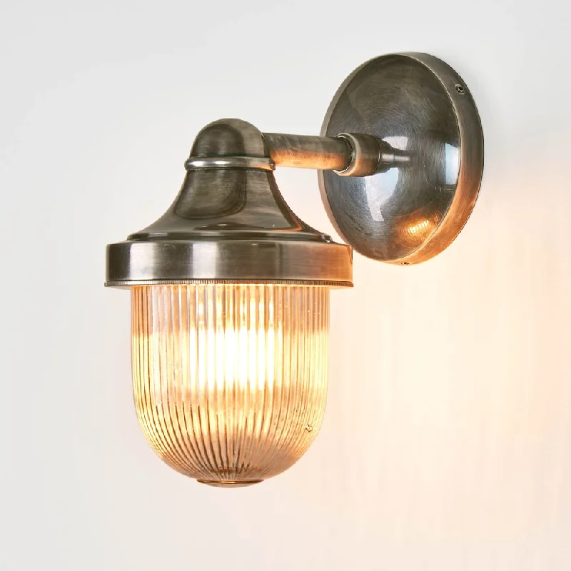 art deco wall lamps with geometric patterns for a retro - inspired bathroomJade Outdoor Wall Light Silver