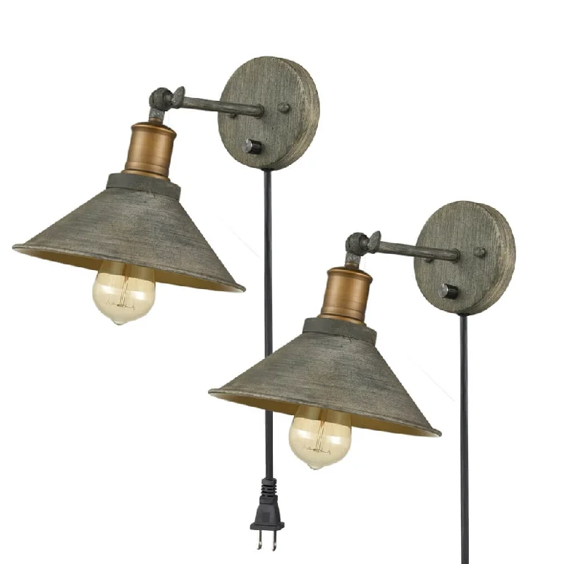 mid - century modern wall lamps with iconic shapes for a stylish studyIndustrial Rustic Swing Arm Hardwired and Plug-in Wall Sconce-2 Pack