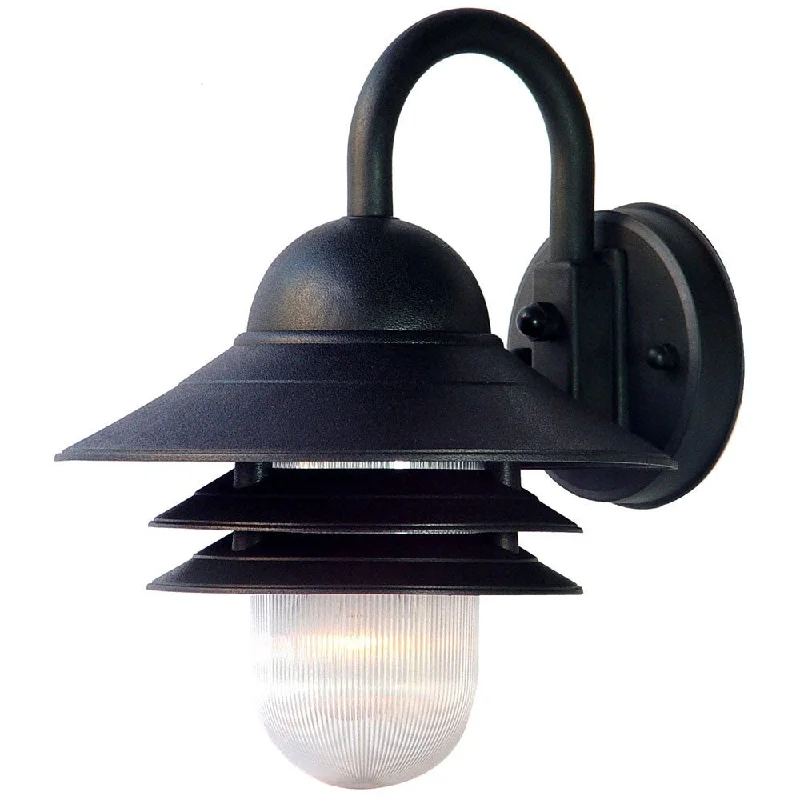 gothic style wall lamps with dark finishes for a mysterious libraryMatte Black Three Tier Lamp Shade Outdoor Wall Light By Homeroots