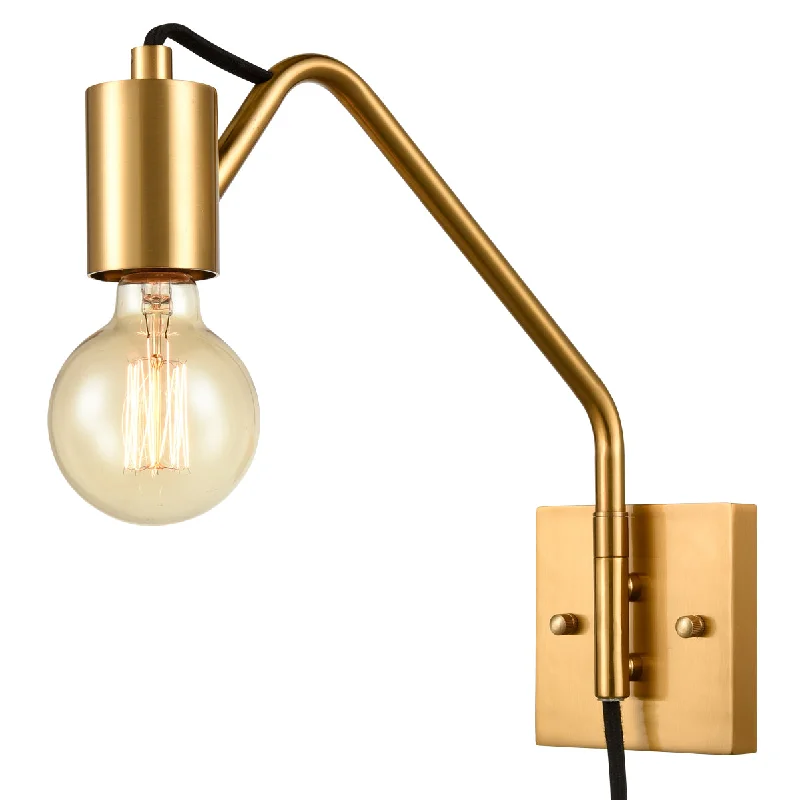 leather wall lamps with a distressed texture for a rugged and stylish lookModern Swing Arm Plug-in Wall Sconces Set of 2, Brass