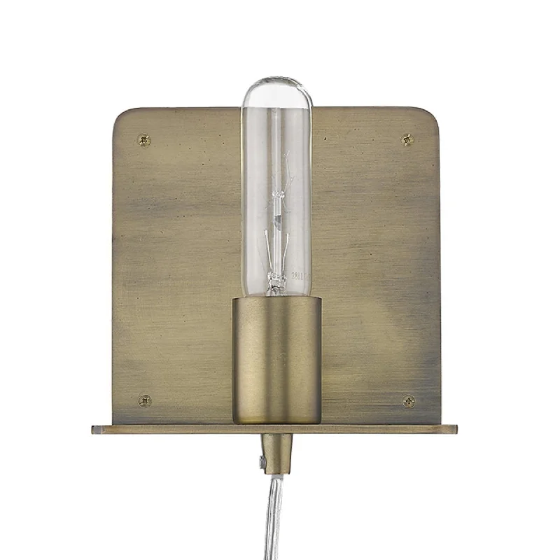 mid - century modern wall lamps with iconic shapes for a stylish studyPetite Dull Gold Shelf Wall Light By Homeroots