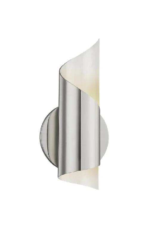 wood wall lamps with natural grain for a warm and organic feelSilver Metallic Wall Light | Andrew Martin Evie