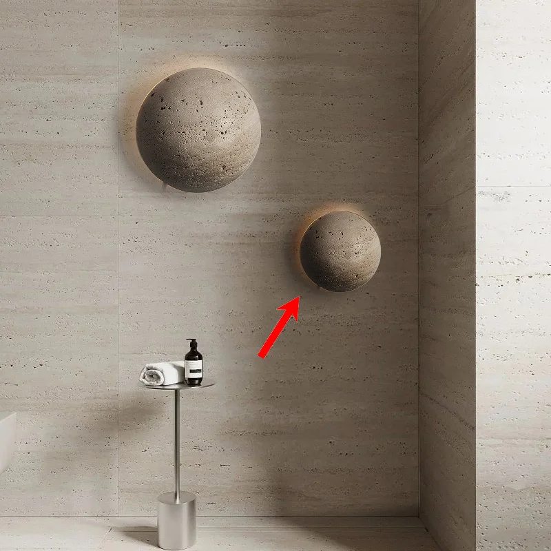 mid - century modern wall lamps with iconic shapes for a stylish studyBeige natural Travertine marble  Wall lamp 60109-W1