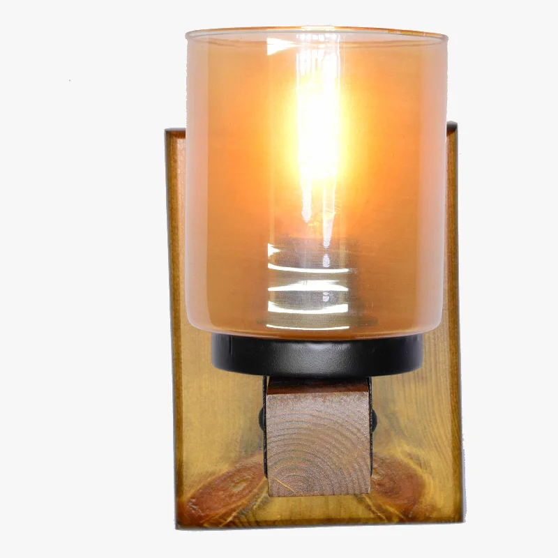 bohemian wall lamps with colorful glass for an eclectic hallwayWooden wall lamp - cube -11