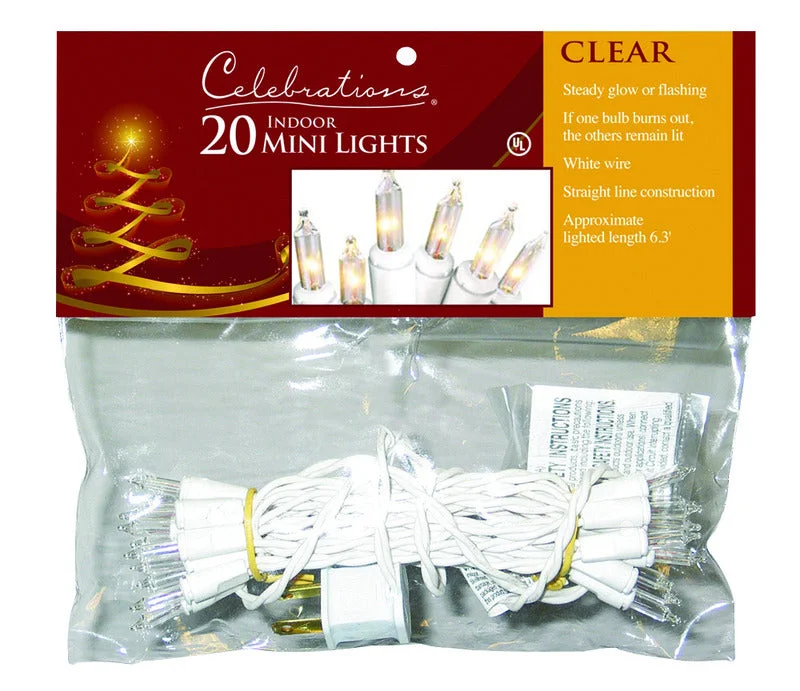 Color - Changing LED String Lights for Christmas DecorCelebrations Mini Clear/Warm White 20 ct String Christmas Lights 4 ft.