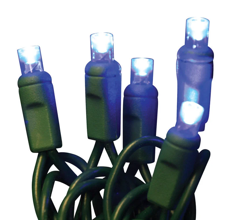 Solar - Powered String Lights for Energy - Saving BackyardsCelebrations Platinum LED Blue 50 ct String Christmas Lights