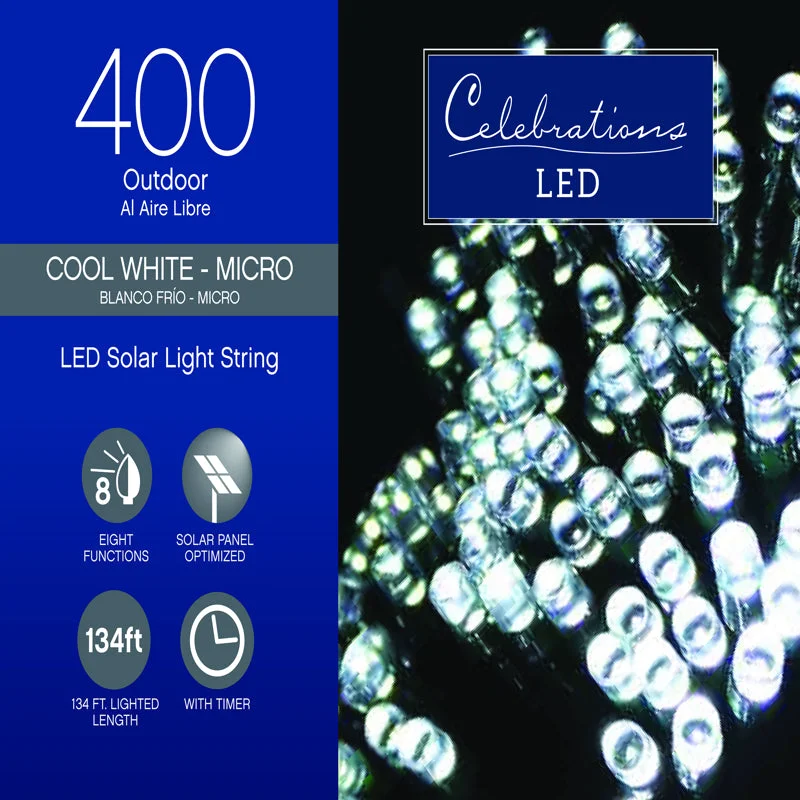 String Lights for Balcony DecorationCelebrations Cool White Micro/5 mm LED String Christmas Lights 134 L ft.